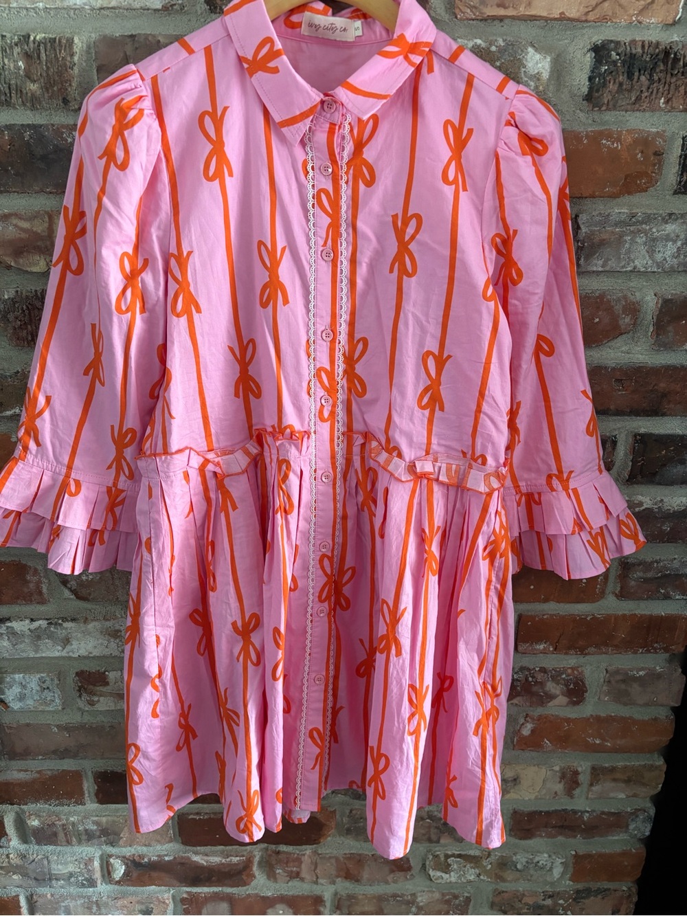 Ivy City Co Pink Cotton Bowie Shirt Dress, S - Picture 6 of 9